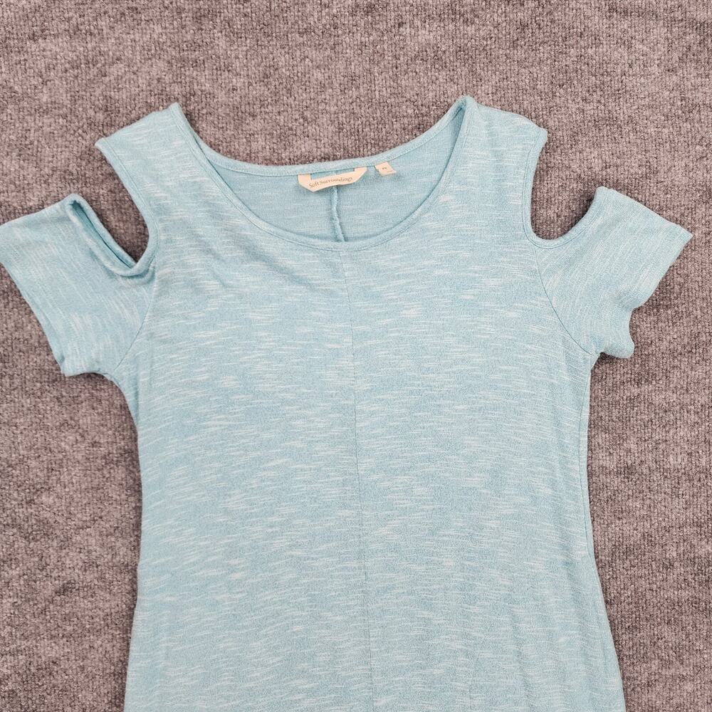 Soft Surroundings Dress Womens Petite Small Blue Electra Cold Shoulder Pocket - Picture 13 of 16